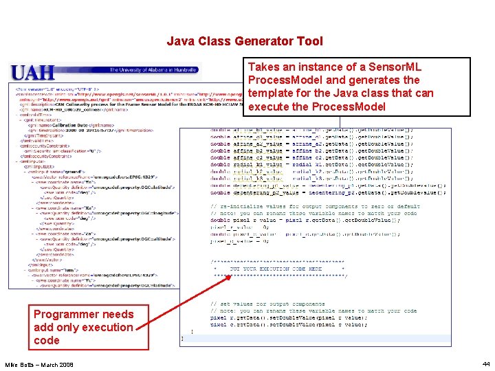 Java Class Generator Tool Takes an instance of a Sensor. ML Process. Model and