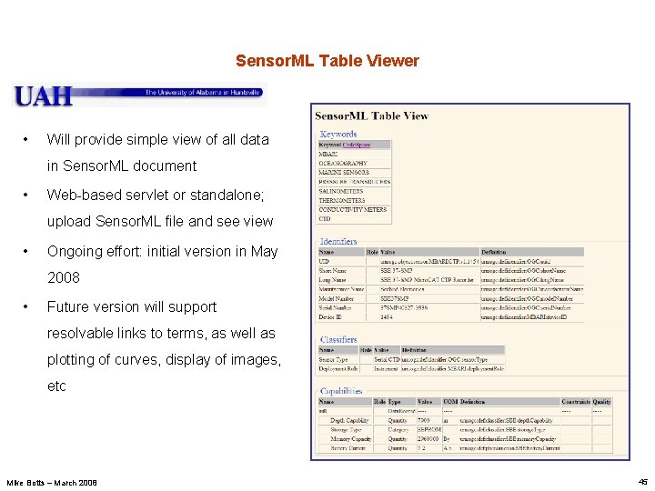 Sensor. ML Table Viewer • Will provide simple view of all data in Sensor.