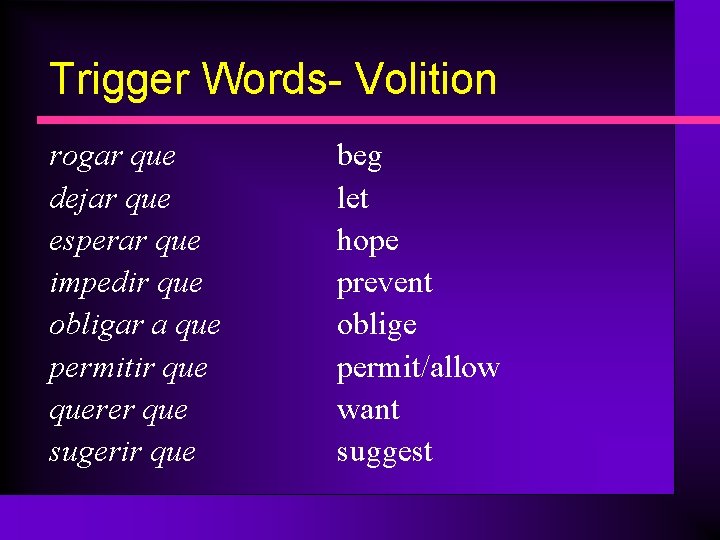 Trigger Words- Volition rogar que dejar que esperar que impedir que obligar a que