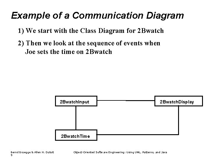 Example of a Communication Diagram 1) We start with the Class Diagram for 2