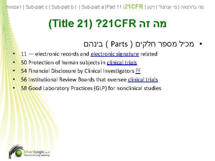  | דוגמאות Sub-part c | Sub-part b | | Sub-part a |Part 11