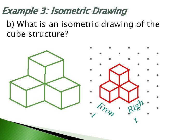 Example 3: Isometric Drawing b) What is an isometric drawing of the cube structure?