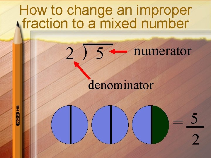 How to change an improper fraction to a mixed number 2 ) 5 numerator