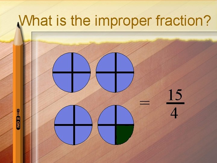 What is the improper fraction? = 15 4 
