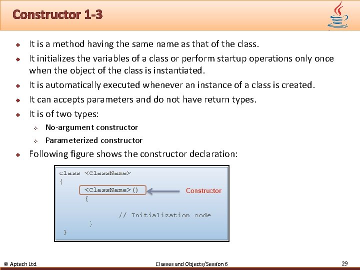 Constructor 1 -3 u u u It is a method having the same name