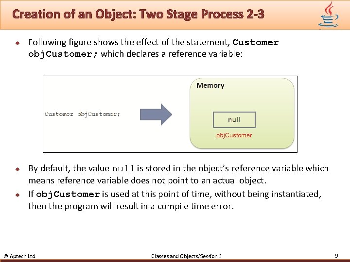Creation of an Object: Two Stage Process 2 -3 u u u Following figure