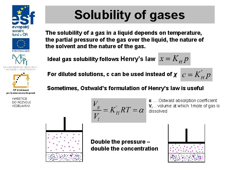 Solubility of gases The solubility of a gas in a liquid depends on temperature,