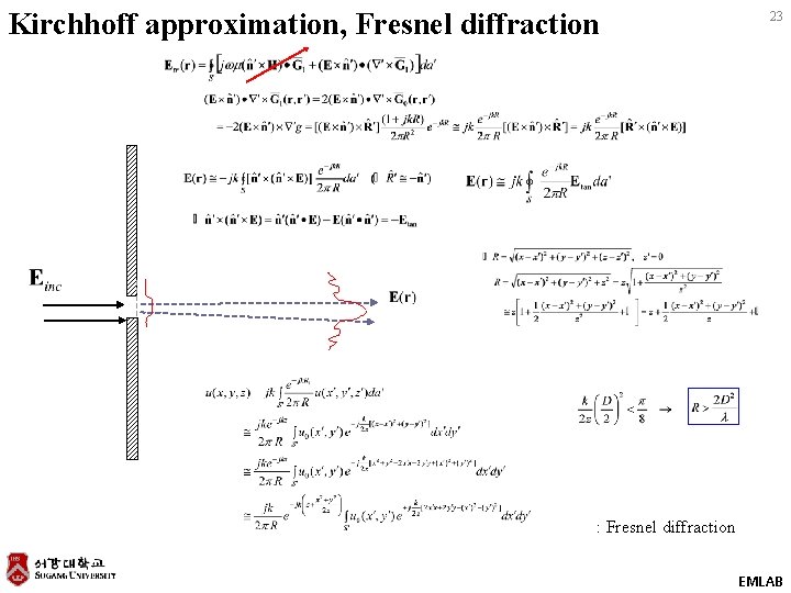Kirchhoff approximation, Fresnel diffraction 23 : Fresnel diffraction EMLAB 