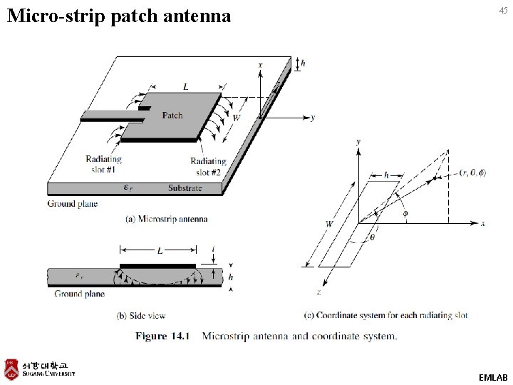 Micro-strip patch antenna 45 EMLAB 