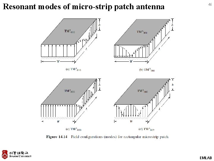 Resonant modes of micro-strip patch antenna 46 EMLAB 