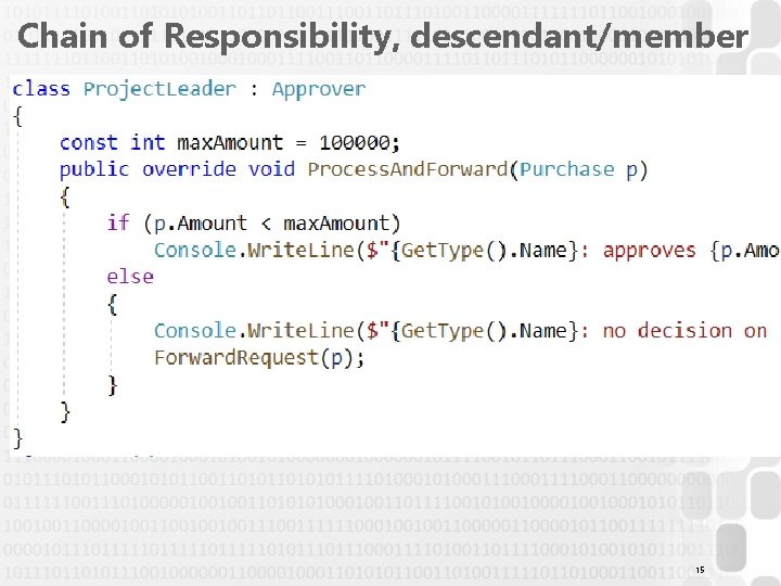 Chain of Responsibility, descendant/member 15 