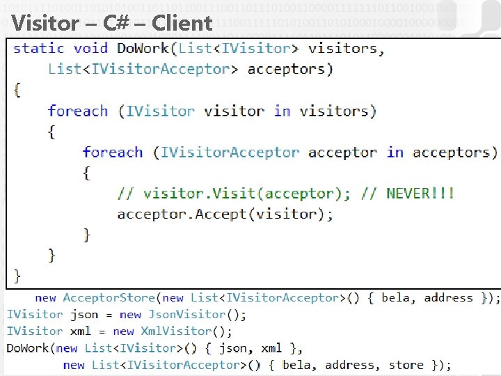 Visitor – C# – Client 22 