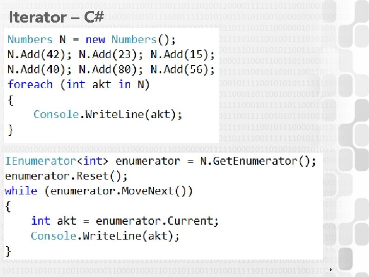 Iterator – C# 6 