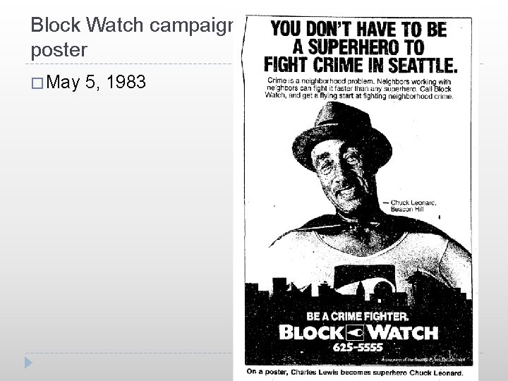 Block Watch campaign poster � May 5, 1983 