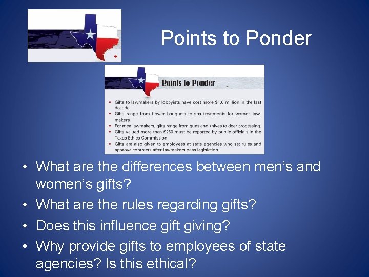 Points to Ponder • What are the differences between men’s and women’s gifts? • Points to Ponder • What are the differences between men’s and women’s gifts? •