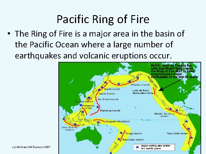 Pacific Ring of Fire • The Ring of Fire is a major area in