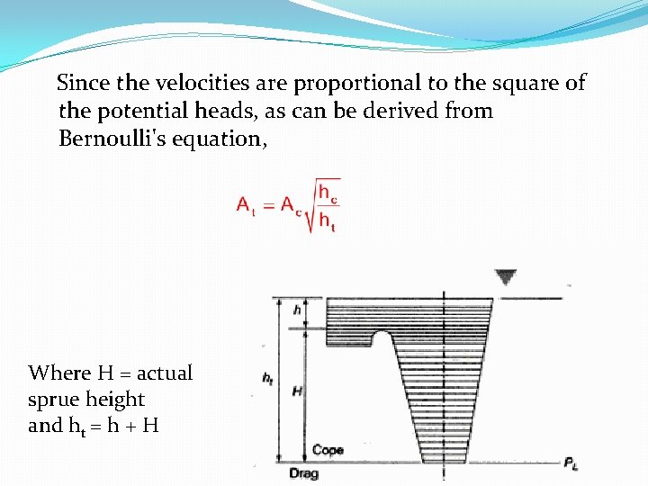 Since the velocities are proportional to the square of the potential heads, as can