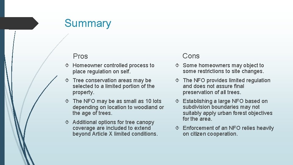 Summary Pros Cons Homeowner controlled process to place regulation on self. Some homeowners may
