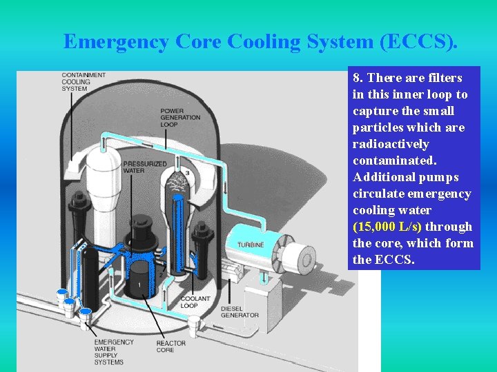 Emergency Core Cooling System (ECCS). 8. There are filters in this inner loop to