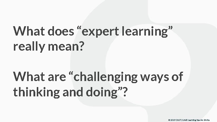 What does “expert learning” really mean? What are “challenging ways of thinking and doing”?