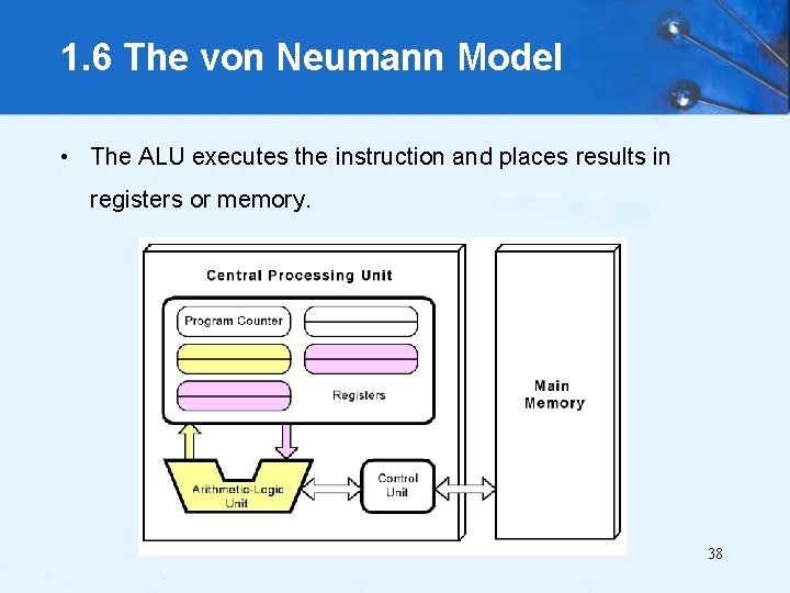 1. 6 The von Neumann Model • The ALU executes the instruction and places