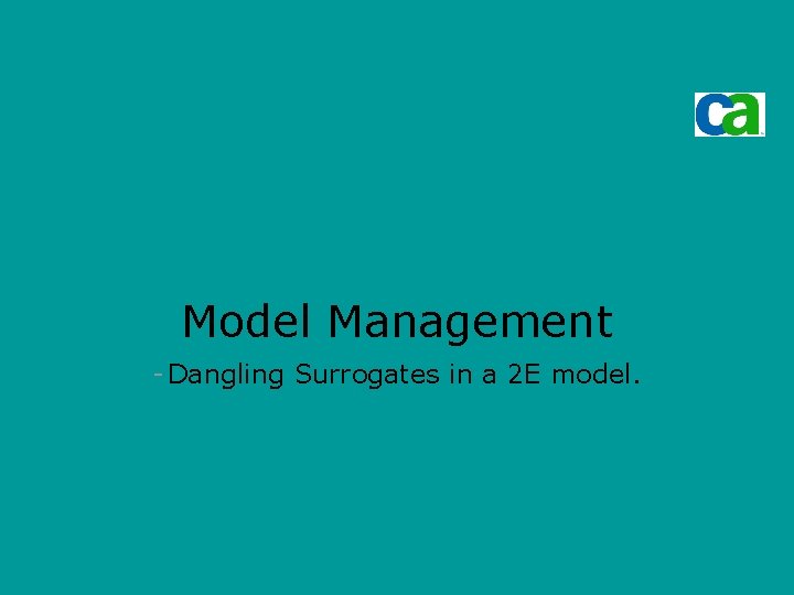 Model Management - Dangling Surrogates in a 2 E model. 