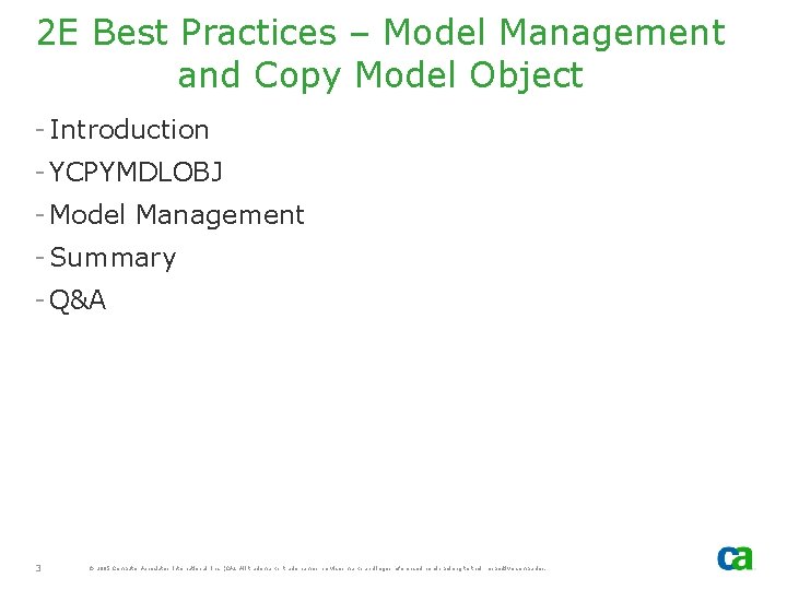2 E Best Practices – Model Management and Copy Model Object - Introduction -