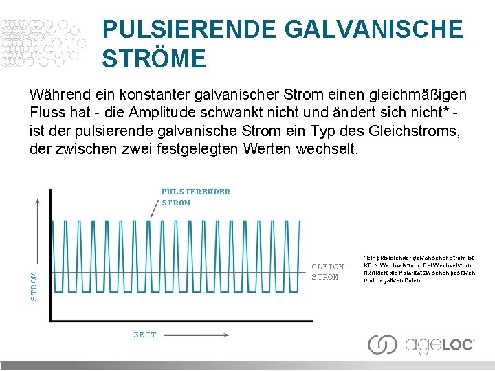 PULSIERENDE GALVANISCHE STRÖME Während ein konstanter galvanischer Strom einen gleichmäßigen Fluss hat - die