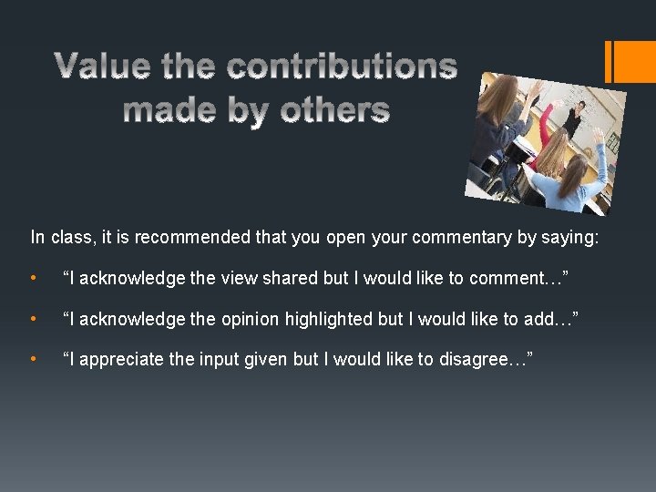 In class, it is recommended that you open your commentary by saying: • “I In class, it is recommended that you open your commentary by saying: • “I