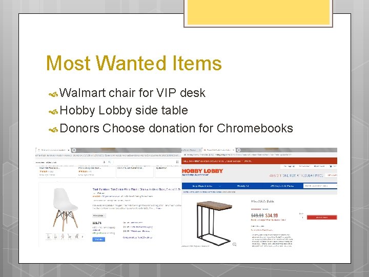 Most Wanted Items Walmart chair for VIP desk Hobby Lobby side table Donors Choose Most Wanted Items Walmart chair for VIP desk Hobby Lobby side table Donors Choose
