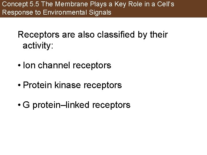 Concept 5. 5 The Membrane Plays a Key Role in a Cell’s Response to