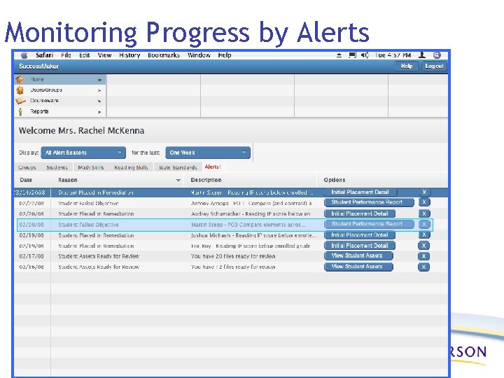 Monitoring Progress by Alerts 