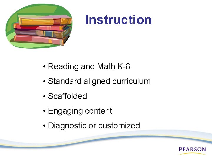 Instruction • Reading and Math K-8 • Standard aligned curriculum • Scaffolded • Engaging