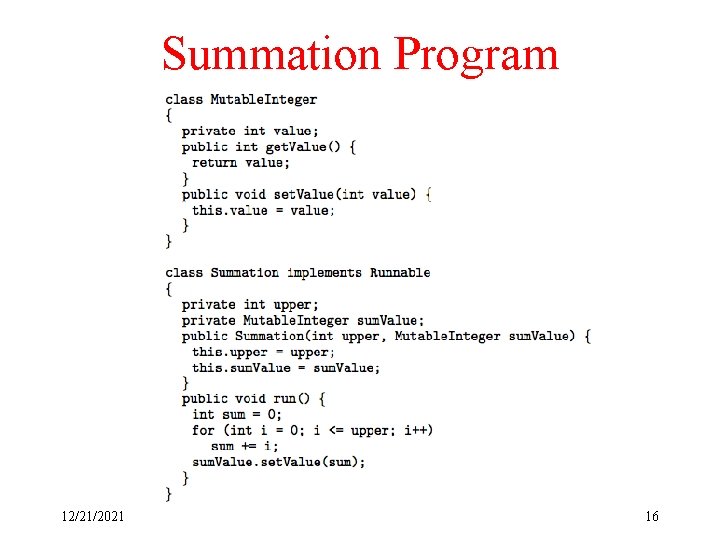 Summation Program 12/21/2021 16 