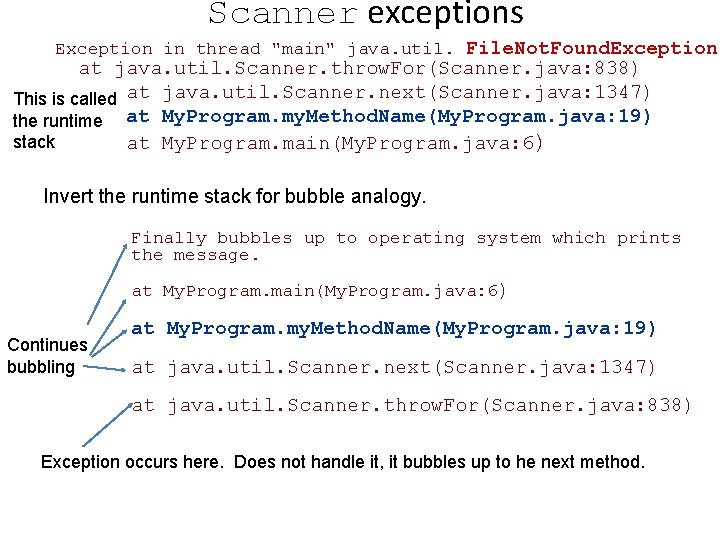 Scanner exceptions Exception in thread "main" java. util. File. Not. Found. Exception at java. Scanner exceptions Exception in thread "main" java. util. File. Not. Found. Exception at java.