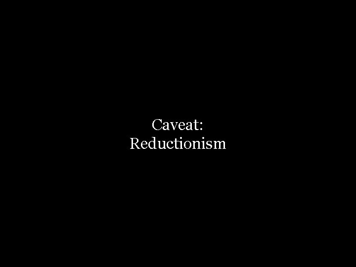 Caveat: Reductionism 