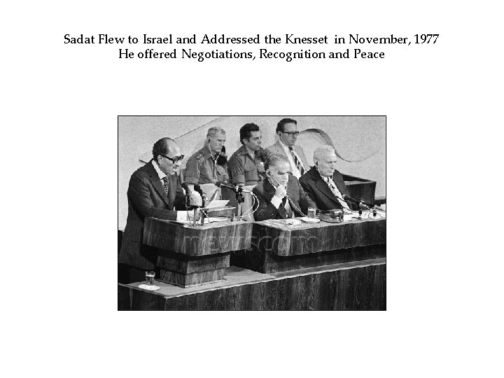 Sadat Flew to Israel and Addressed the Knesset in November, 1977 He offered Negotiations,