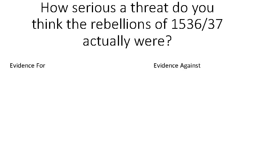 How serious a threat do you think the rebellions of 1536/37 actually were? Evidence