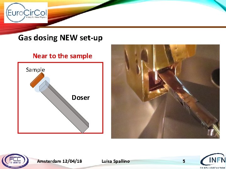 Gas dosing NEW set-up Near to the sample Sample Doser Amsterdam 12/04/18 Luisa Spallino