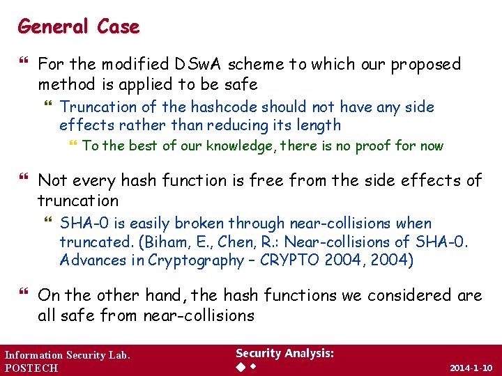 General Case For the modified DSw. A scheme to which our proposed method is