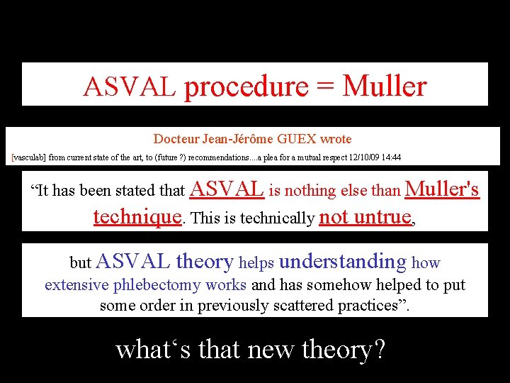ASVAL procedure = Muller Docteur Jean-Jérôme GUEX wrote [vasculab] from current state of the