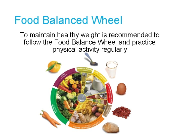Food Balanced Wheel To maintain healthy weight is recommended to follow the Food Balance