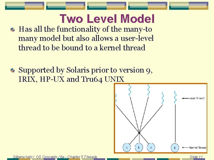 Two Level Model Has all the functionality of the many-to many model but also Two Level Model Has all the functionality of the many-to many model but also