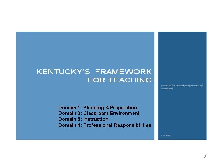 Domain 1: Planning & Preparation Domain 2: Classroom Environment Domain 3: Instruction Domain 4: