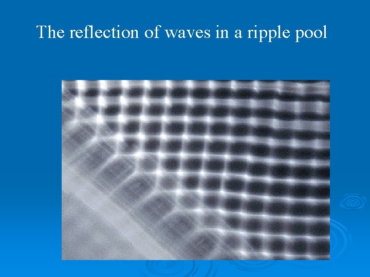 The reflection of waves in a ripple pool 