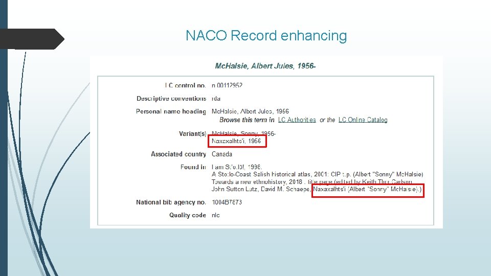 NACO Record enhancing 