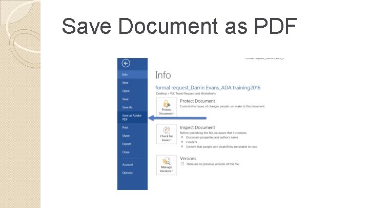 Save Document as PDF 