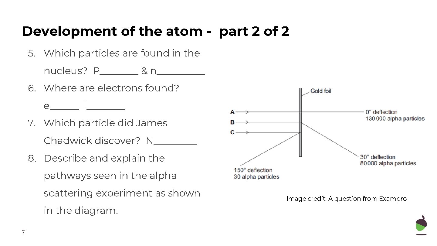 Development of the atom - part 2 of 2 5. Which particles are found