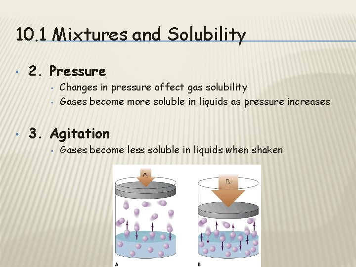 10. 1 Mixtures and Solubility • 2. Pressure • • • Changes in pressure