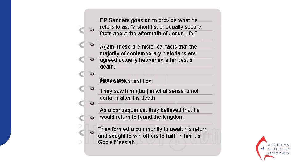 EP Sanders goes on to provide what he refers to as: “a short list